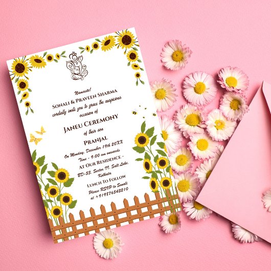 ポイテジャヌウパナヤナムヒンズー聖糸ブルー金ゴールド 招待状