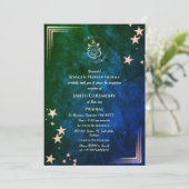 ポイテジャヌウパナヤナムヒンズー聖糸ブルー金ゴールド 招待状 (スタンド正面)