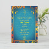 ポイテジャヌウパナヤナムヒンドゥー聖糸ティール（緑がかった色）金ゴールド 招待状 (スタンド正面)