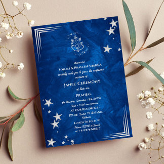 ポイテー・ジェイヌ・ウパナヤナム　ヒンズー　ホーリー・スレッド　ブルー・ゴールド 招待状