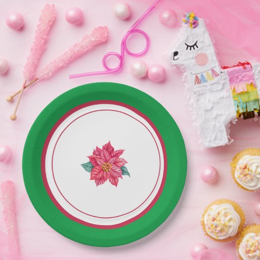 ポイパーソナライズされたンセチアプレートホリデイ ペーパープレート (パーティー)