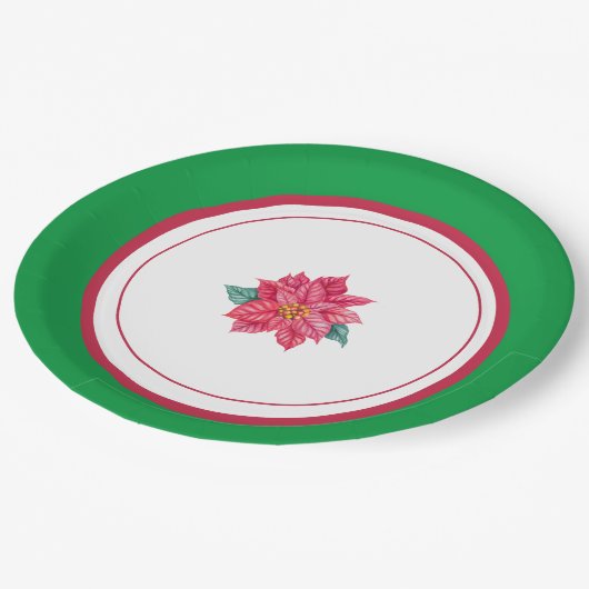 ポイパーソナライズされたンセチアプレートホリデイ ペーパープレート (アングル)