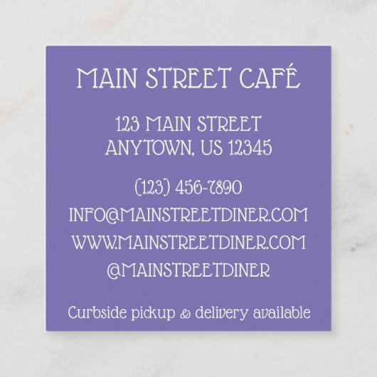 ポイパープルハワイアン食のボウル太郎ルートハワイ スクエア名刺 (裏面)