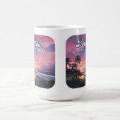 ポイプカウアイハワイビーチパームツリーズレトロ コーヒーマグカップ (中央)