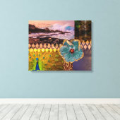 ポイプサンライズカウアイハワイアンコラージュ キャンバスプリント (インサイチュ (ウッドフロア))