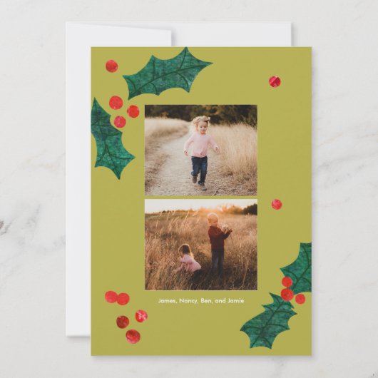 ポイモダンンセチアのクリスマスフォトカード 招待状 (裏面)