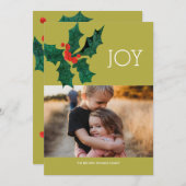 ポイモダンンセチアのクリスマスフォトカード 招待状 (正面/裏面)