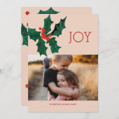 ポイモダンンセチアのクリスマスフォトカード 招待状 (正面/裏面)