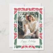 ポイモダンンセチア文字ハッピーホリデー写真 シーズンカード (正面)