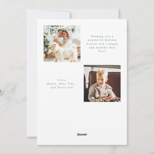 ポイモダンンセチア文字ハッピーホリデー写真 シーズンカード (裏面)