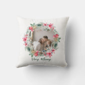 ポイモダンンポインセチア赤グリーンリースクリスマス クッション (裏面)