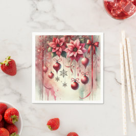 ポインお洒落セチアクリスマスオーナメントドクーページ スタンダードカクテルナプキン