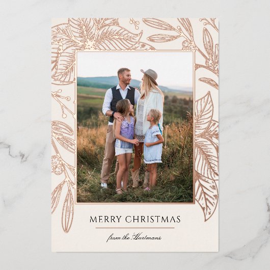 ポインかわいらしセチアフローラ枠 |垂直方向の写真 箔シーズンカード (正面)