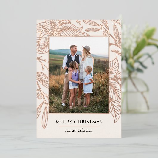 ポインかわいらしセチアフローラ枠 |垂直方向の写真 箔シーズンカード (立ち正面)