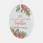 ポインかわいらしセチア初めてのクリスマスカスタム ガラスオーナメント (正面左)