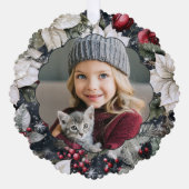 ポインエレガントセチアとバラ写真 オーナメントカード (正面)