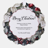 ポインエレガントセチアとバラ写真 オーナメントカード (裏面)