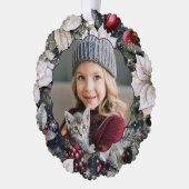 ポインエレガントセチアとバラ写真 オーナメントカード (左)