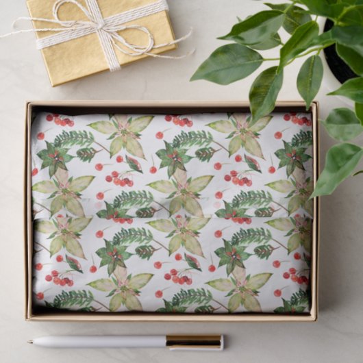 ポインエレガントセチアとベリー 薄葉紙 (ギフト)