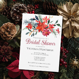 ポインエレガントセチアフローラクリスマスブライダルシャワー 招待状