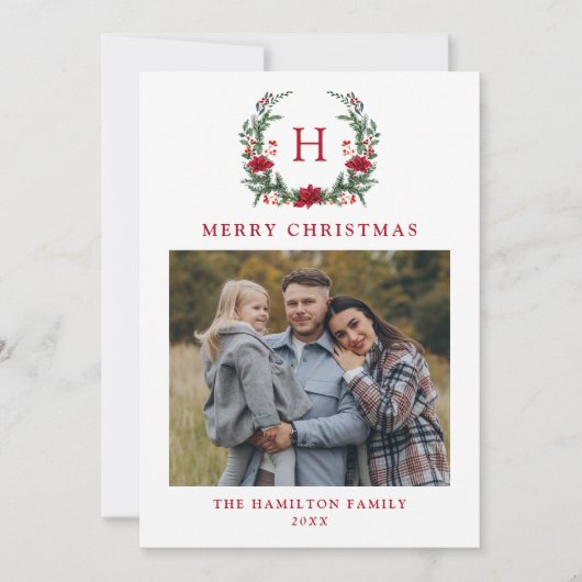 ポインエレガントセチアリースモノグラム写真 シーズンカード (正面)