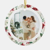 ポインエレガントセチア両面フォトオーナメント セラミックオーナメント (正面)