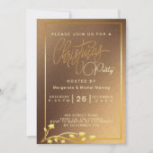 ポインエレガントセチア金ゴールドクリスマス 招待状 (正面)