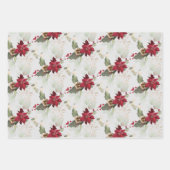 ポインエレガントセチア&ユーカリグリッタークリスマス ラッピングペーパーシート (正面3)