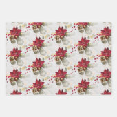 ポインエレガントセチア&ユーカリグリッタークリスマス ラッピングペーパーシート (正面)