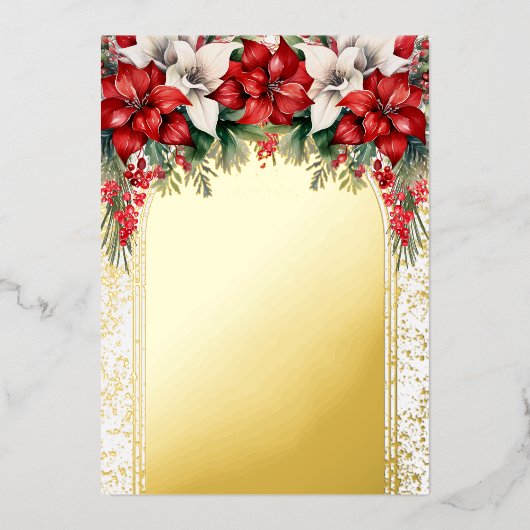 ポインエレガントセティアスフローラキンセアニラパーティー 箔招待状 (正面)