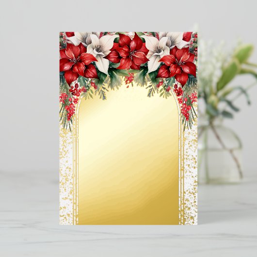 ポインエレガントセティアスフローラキンセアニラパーティー 箔招待状 (立ち正面)