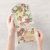 ポインエレガントセティアフォトコラージハッピーホリデー オールインワン招待状 (貼ってはがせる)