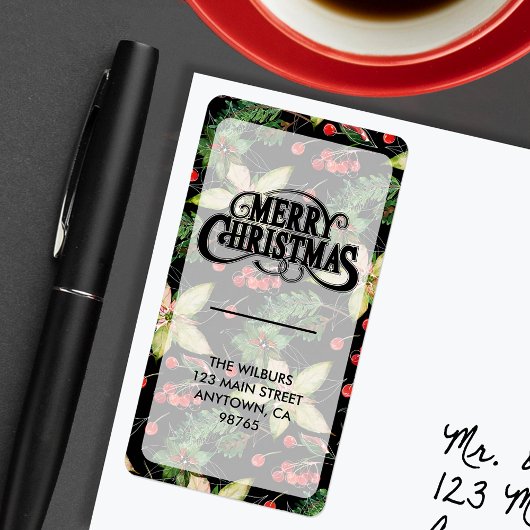 ポインエレガントセティアベリーズオンブラック差出人住所 ラベル