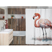 ポインカラフルティリズムのピンクのフラミンゴ シャワーカーテン