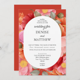ポインシア・レッドの水彩ポピー 招待状