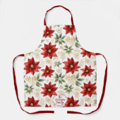 ポインスタイリッシュセチアフローラフラワークリスマス エプロン (正面)