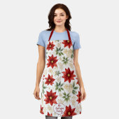 ポインスタイリッシュセチアフローラフラワークリスマス エプロン (着用した状態)