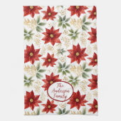 ポインスタイリッシュセチアフローラフラワークリスマス キッチンタオル (縦)