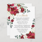 ポインセエレガントッティア赤金ゴールドホワイトフローラ結婚ズ エンクロージャーカード (正面/裏面)