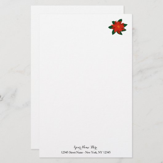 ポインセカスタムチア付きクリスマス紙 便箋 (正面/裏面)