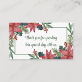 ポインセチアありがとう緑の赤い結婚クリスマス プレイスカード (正面)