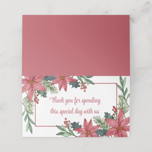 ポインセチアありがとう赤フローラ結婚クリスマス プレイスカード (外部開封)