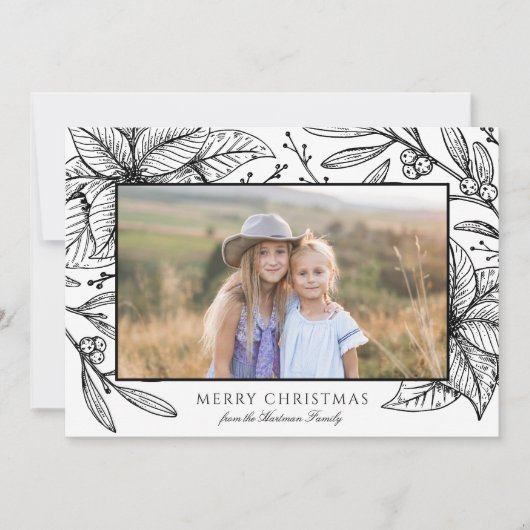 ポインセチアかわいらしフローラフレーム |横向き写真 シーズンカード (正面)