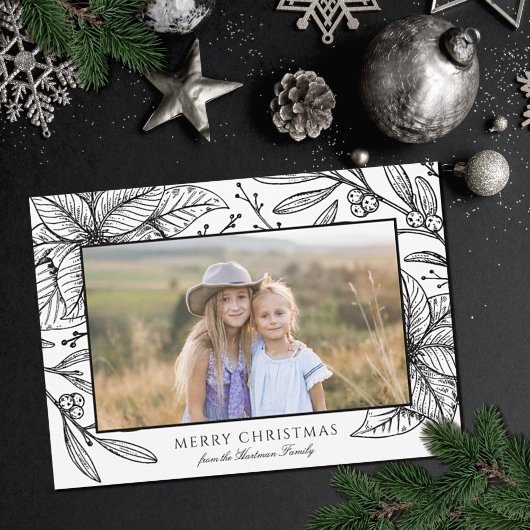 ポインセチアかわいらしフローラフレーム |横向き写真 シーズンカード