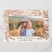 ポインセチアかわいらしフローラフレーム |横向き写真 箔シーズンカード (正面)