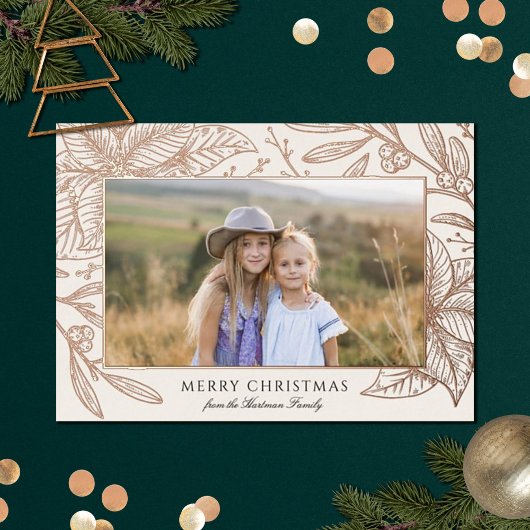 ポインセチアかわいらしフローラフレーム |横向き写真 箔シーズンカード