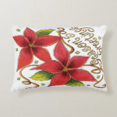 ポインセチアさんとのキュートなクリスマスシーズンのご挨拶 アクセントクッション (正面)