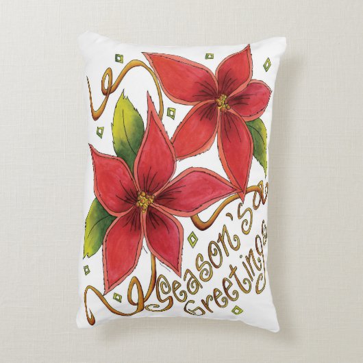 ポインセチアさんとのキュートなクリスマスシーズンのご挨拶 アクセントクッション (裏面(縦))