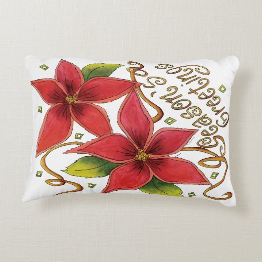 ポインセチアさんとのキュートなクリスマスシーズンのご挨拶 アクセントクッション (裏面)