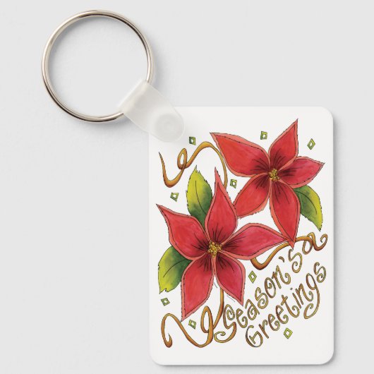 ポインセチアさんとのキュートなクリスマスシーズンのご挨拶 キーホルダー (正面)